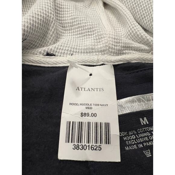 Atlantis Bahamas 1998 Hoodie Men's Medium Dark Blue Half Zip Sweater Pullover NW - Picture 4 of 10